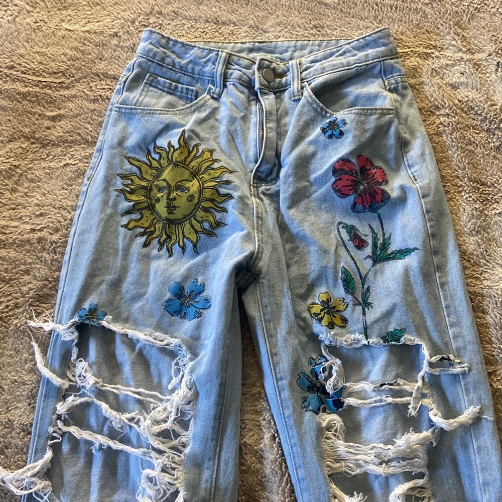 Painted Hippy High Rise Mom Jeans